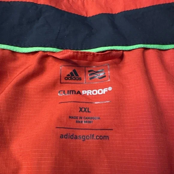 ADIDAS Men'sXXL Climaproof Vented Red Mesh Lined Windbreaker Golf Jacket Ripstop - Picture 2 of 9